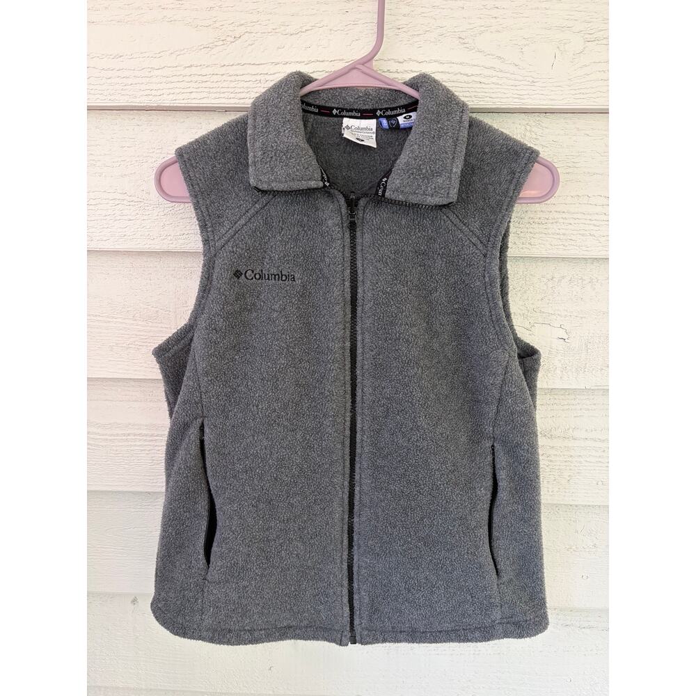 Columbia Fleece Vest Womens Medium Gray Full Zip Outdoor Cozy - Picture 2 of 6